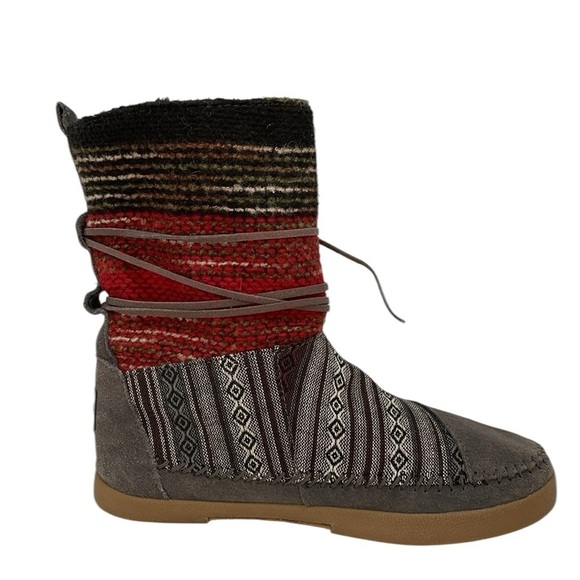 TOMS Ankle Boots Nepal Suede Knit Size 6.5 - Picture 3 of 9